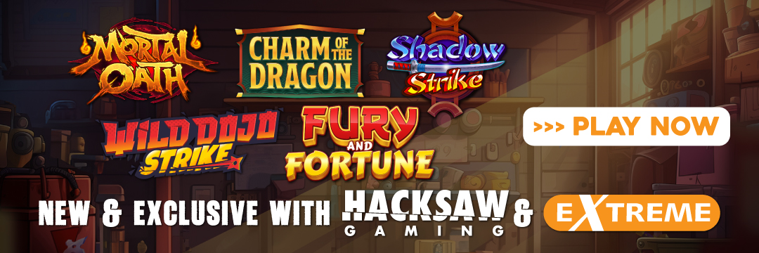 Extreme Casino promotional banner showcasing bonuses and games
